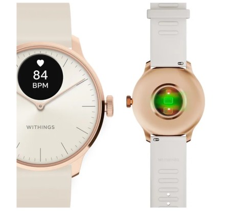 Умные часы Withings scan watch Light 37 мм, белое/розовое золото