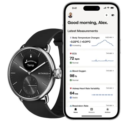 Умные часы Withings scan watch 2, 38 мм, черные