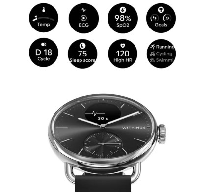 Умные часы Withings scan watch 2, 38 мм, черные