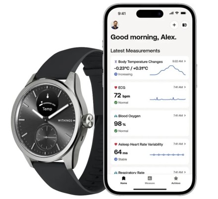 Умные часы Withings scan watch 2, 42 мм, черные