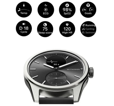 Умные часы Withings scan watch 2, 42 мм, черные
