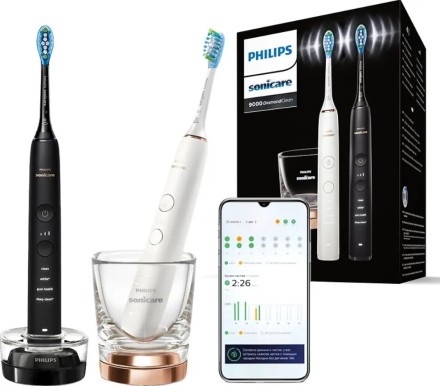 Электрическая зубная щетка Philips Sonicare DiamondClean 9000 HX9914/57, две шт