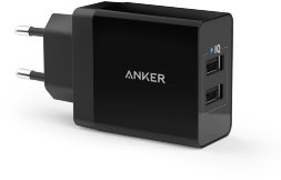 Сетевая зарядка ANKER PowerPort 2 USB черный