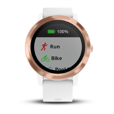 Часы Garmin Vivoactive 3 Gold с белым ремешком