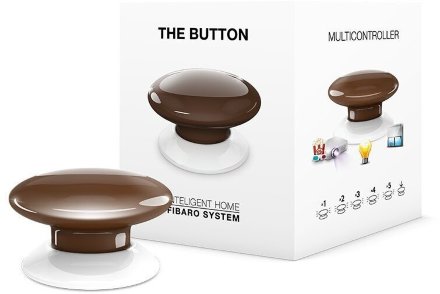 Кнопочный контроллер Fibaro Button для систем Z-Wave, коричневый