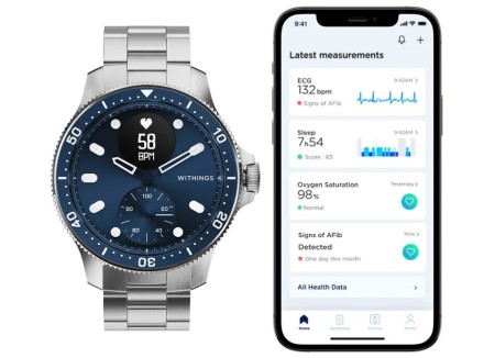 Гибридные умные часы Withings scan watch Horizon, 43 мм, серебристо-синий