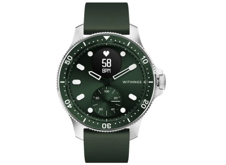 Гибридные умные часы Withings scan watch Horizon, 43 мм, серебристо-зеленый