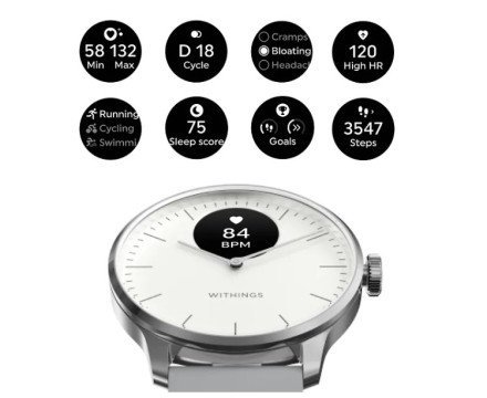 Умные часы Withings scan watch Light 37 мм, белый / серый